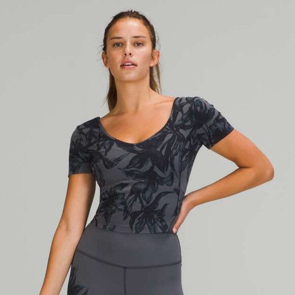 Lululemon Women's Align T-shirt - Botanical Bloom Grey - Picture 1 of 5